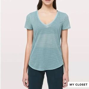 Lululemon All Love Tee in Striped Mesh - Cloud Blue